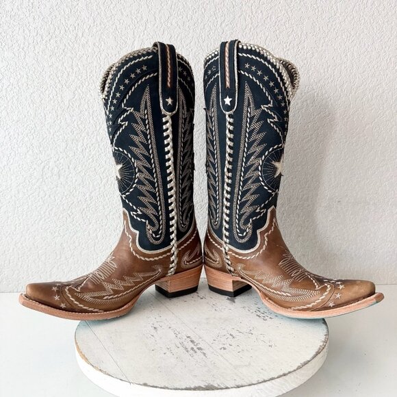 Lane RODEO HOUSTON Womens Cowboy Boots 7 Brown Western Cowgirl Mid Calf Tall - Picture 7 of 11
